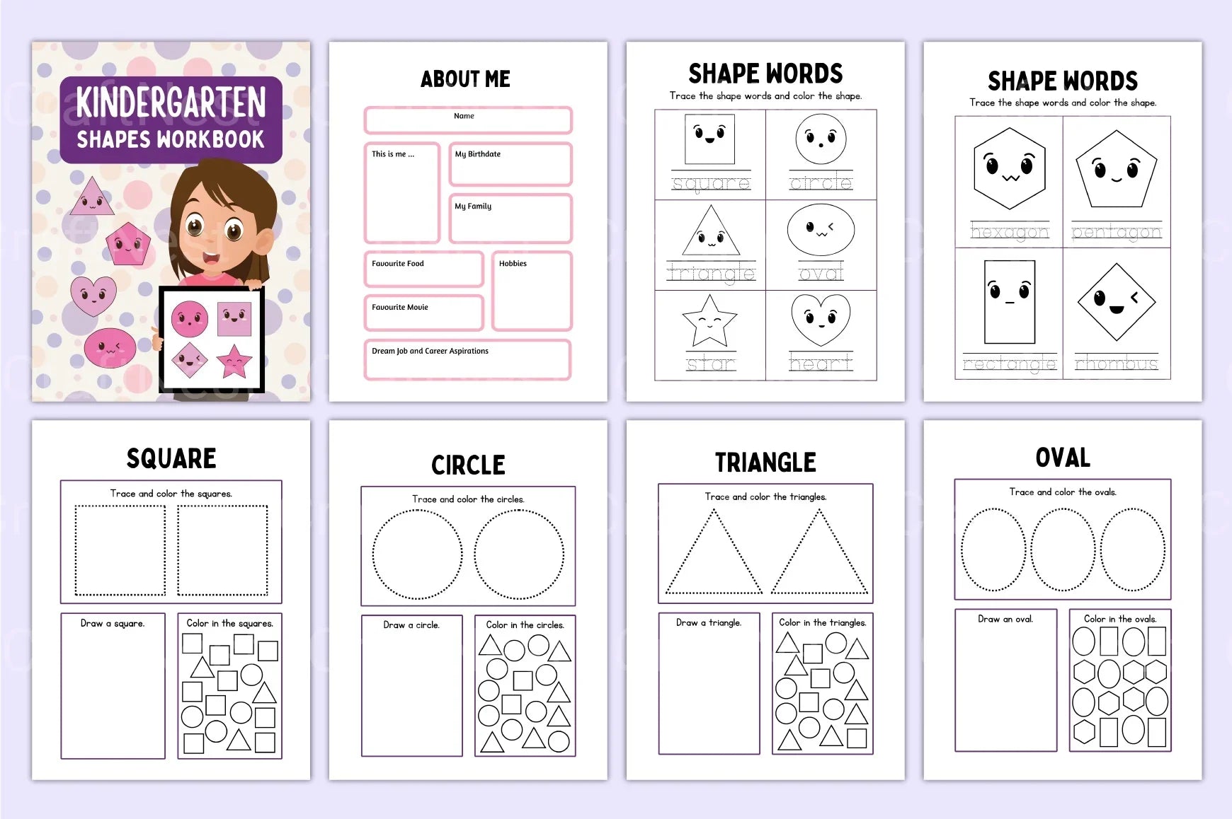 Kindergarten Shapes Workbook for Early Learning - CraftNest - Digital Crafting and Art