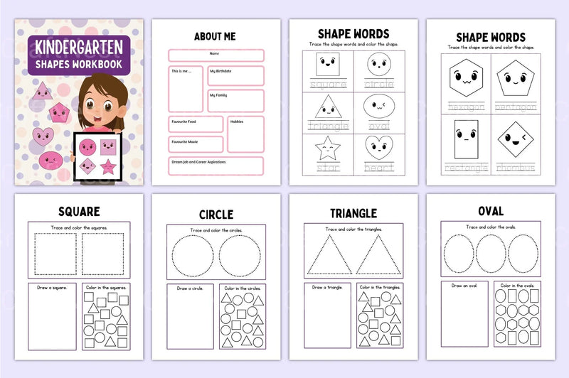 Kindergarten Shapes Workbook for Early Learning - CraftNest - Digital Crafting and Art