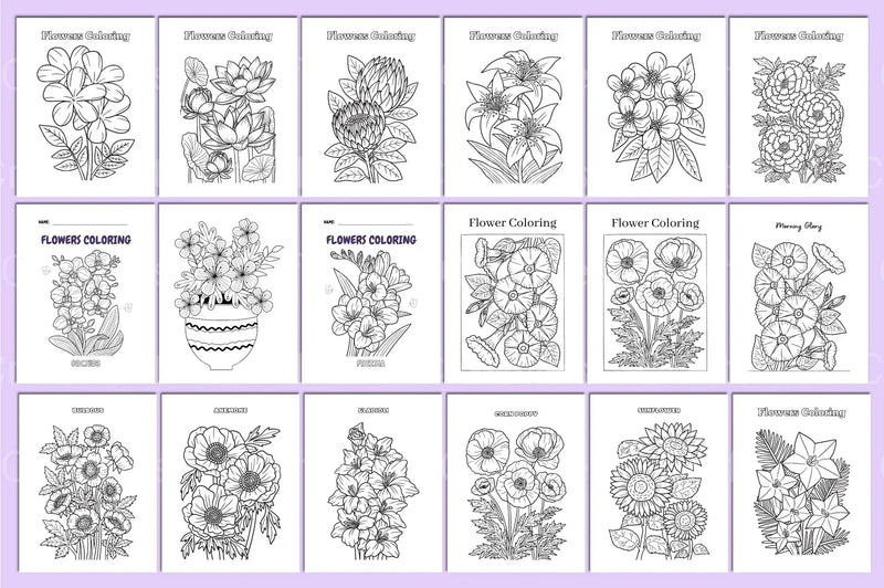 Flower Coloring Book for Relaxation - CraftNest - Digital Crafting and Art