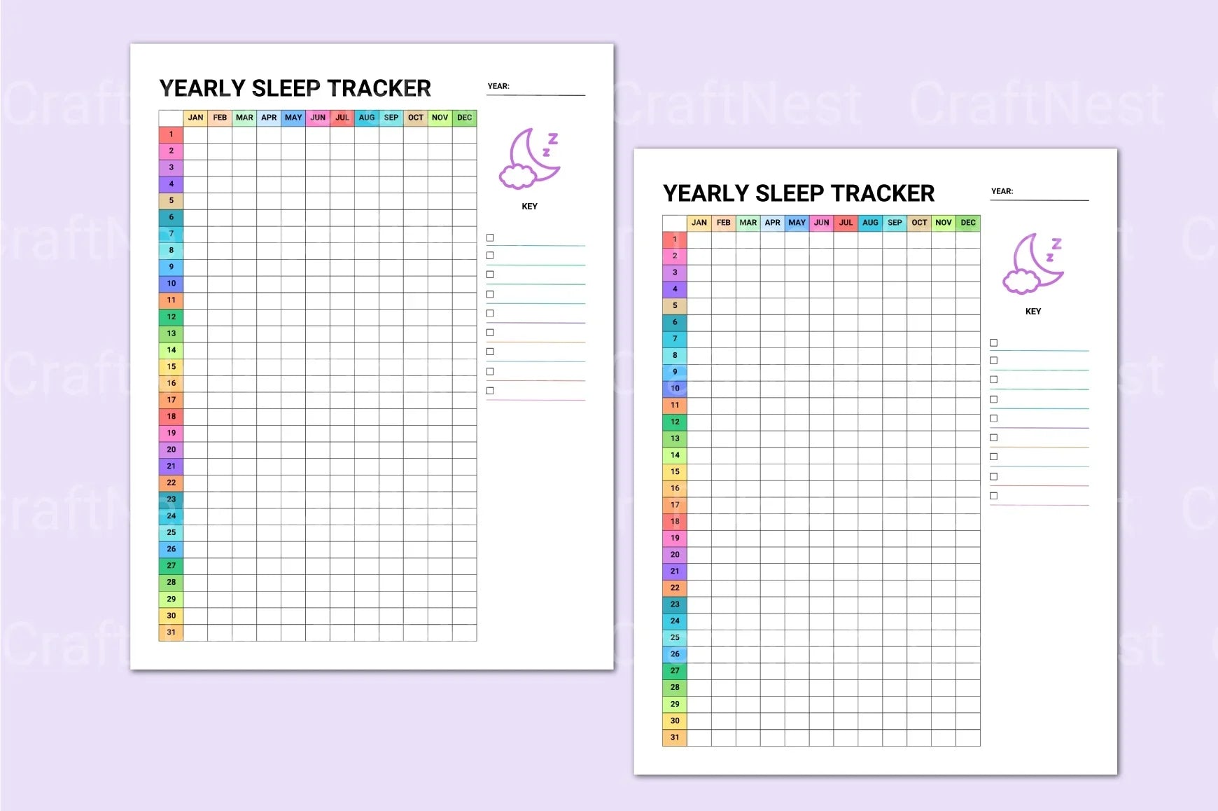 Yearly Sleep Tracker Planner - CraftNest - Digital Crafting and Art