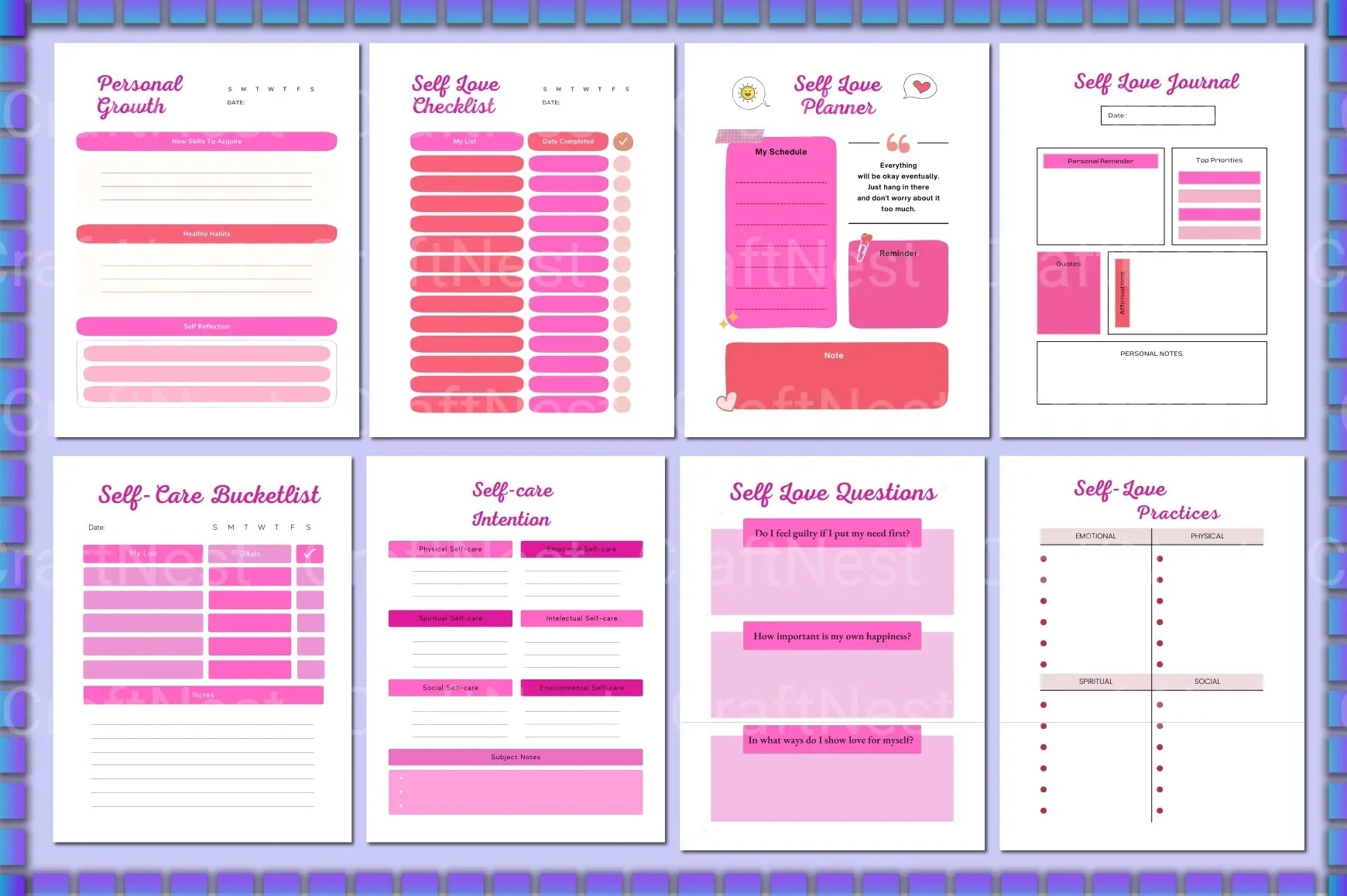 Self Love Workbook for Personal Growth - CraftNest - Digital Crafting and Art