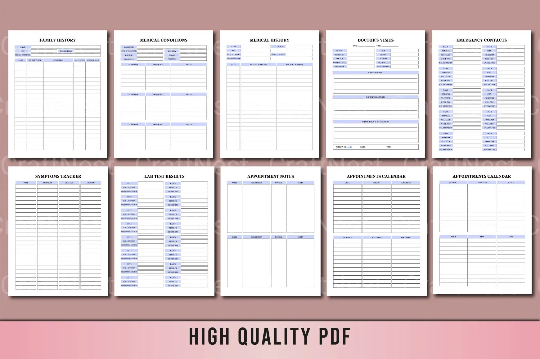 Medical Planner Template - CraftNest - Digital Crafting and Art