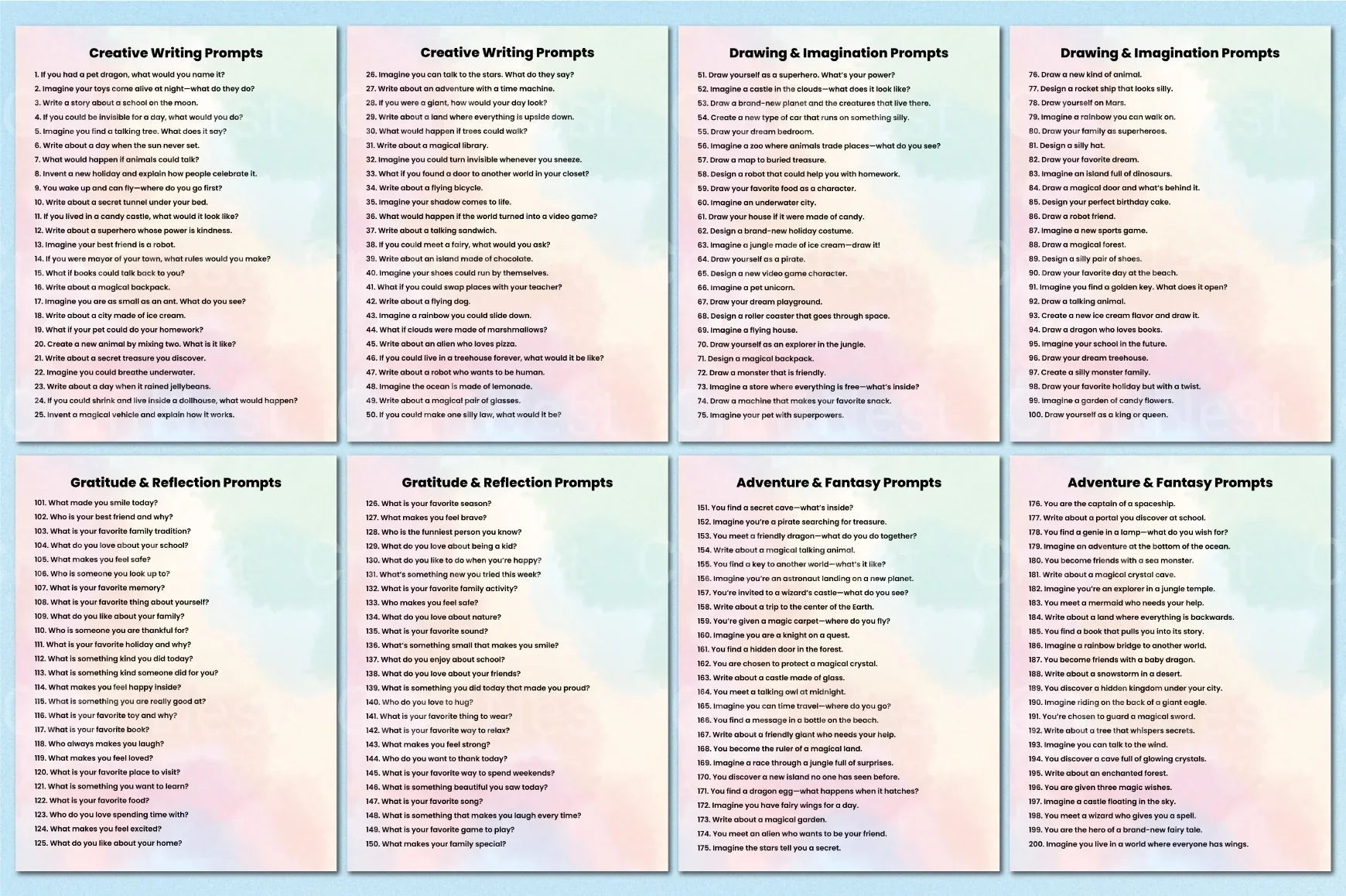 500 Engaging Prompts for Children - CraftNest - Digital Crafting and Art