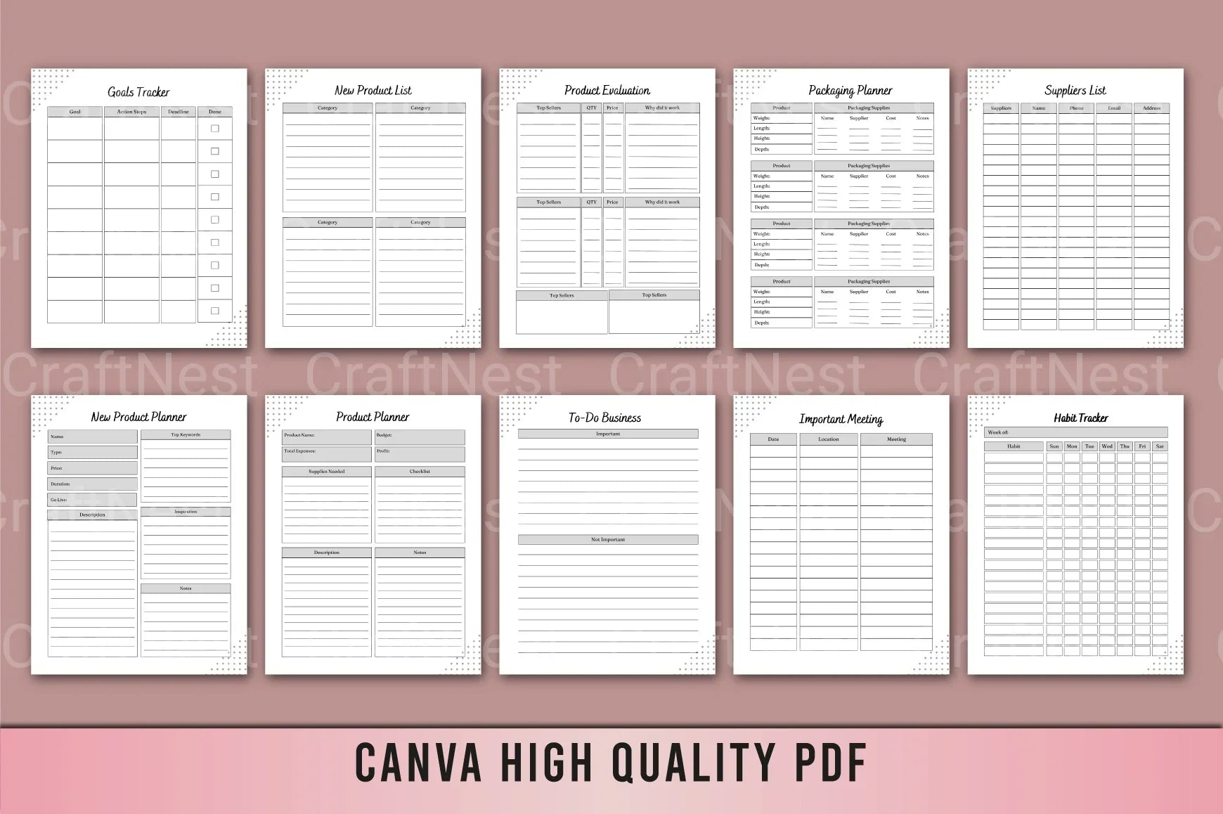 Small Business Planner Template - CraftNest - Digital Crafting and Art