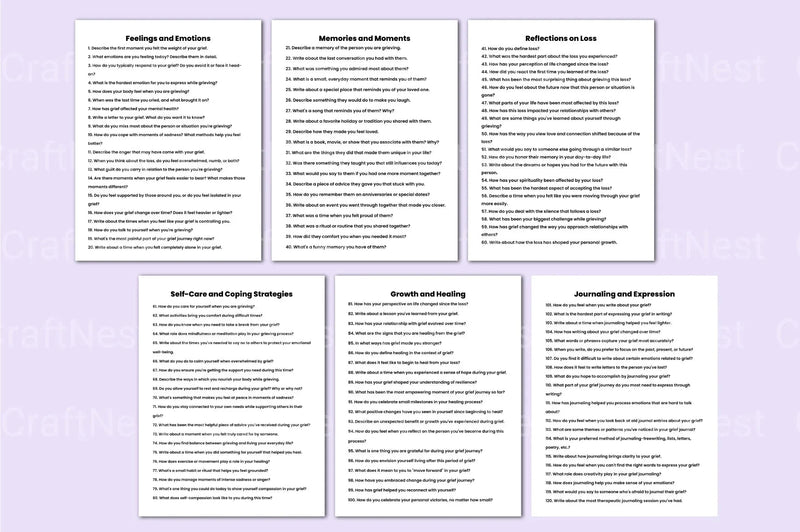 250 Grief Prompts for Healing and Reflection - CraftNest - Digital Crafting and Art