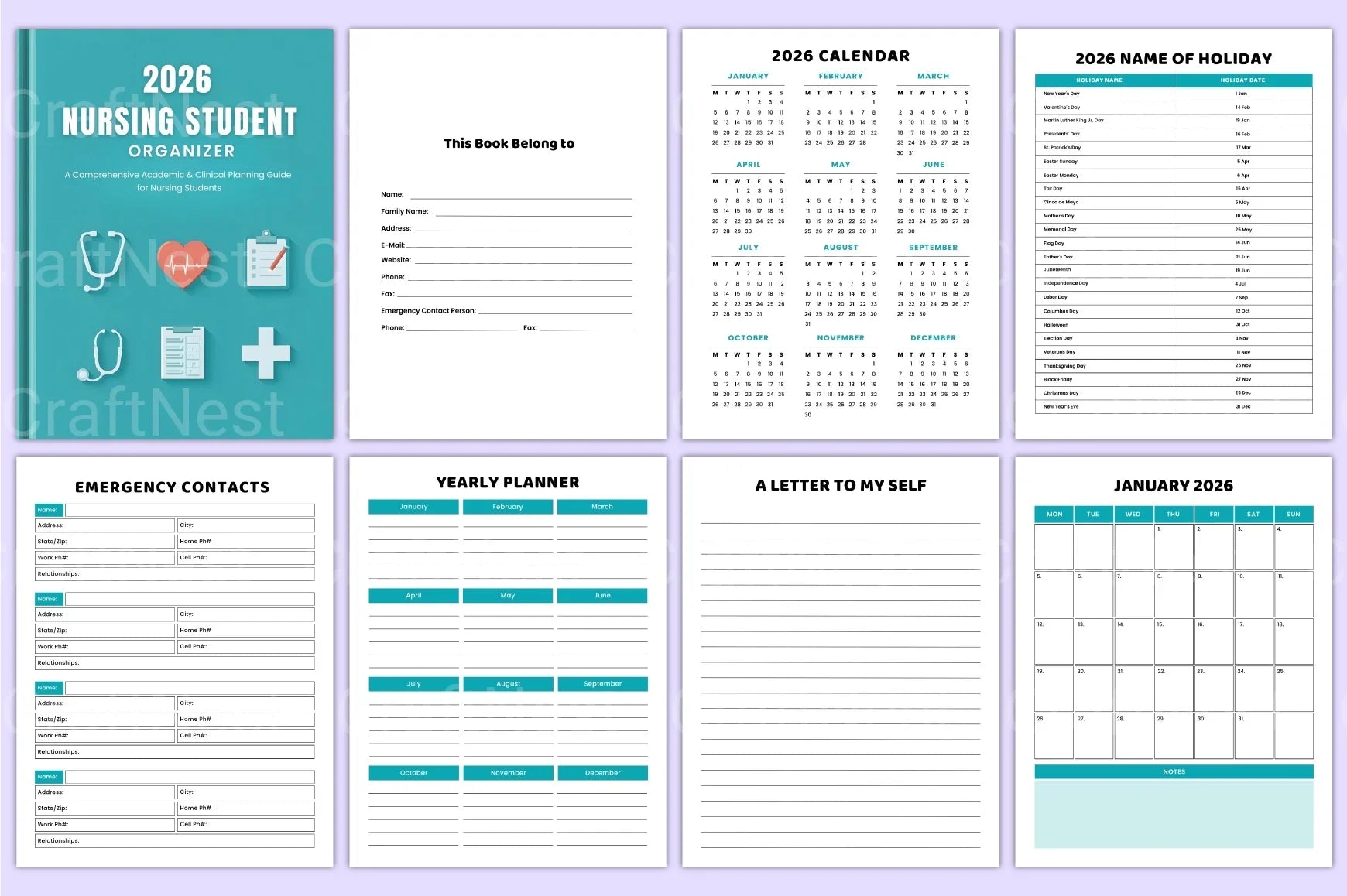 Nursing Student Organizer for Efficient Study Planning - CraftNest - Digital Crafting and Art