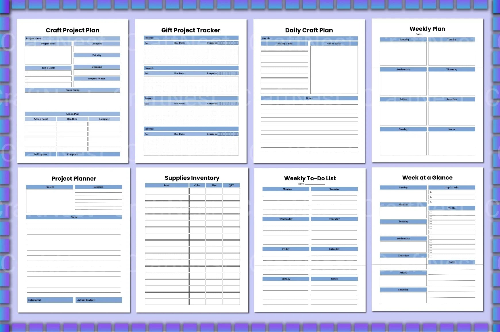 Craft Planner Template - CraftNest - Digital Crafting and Art
