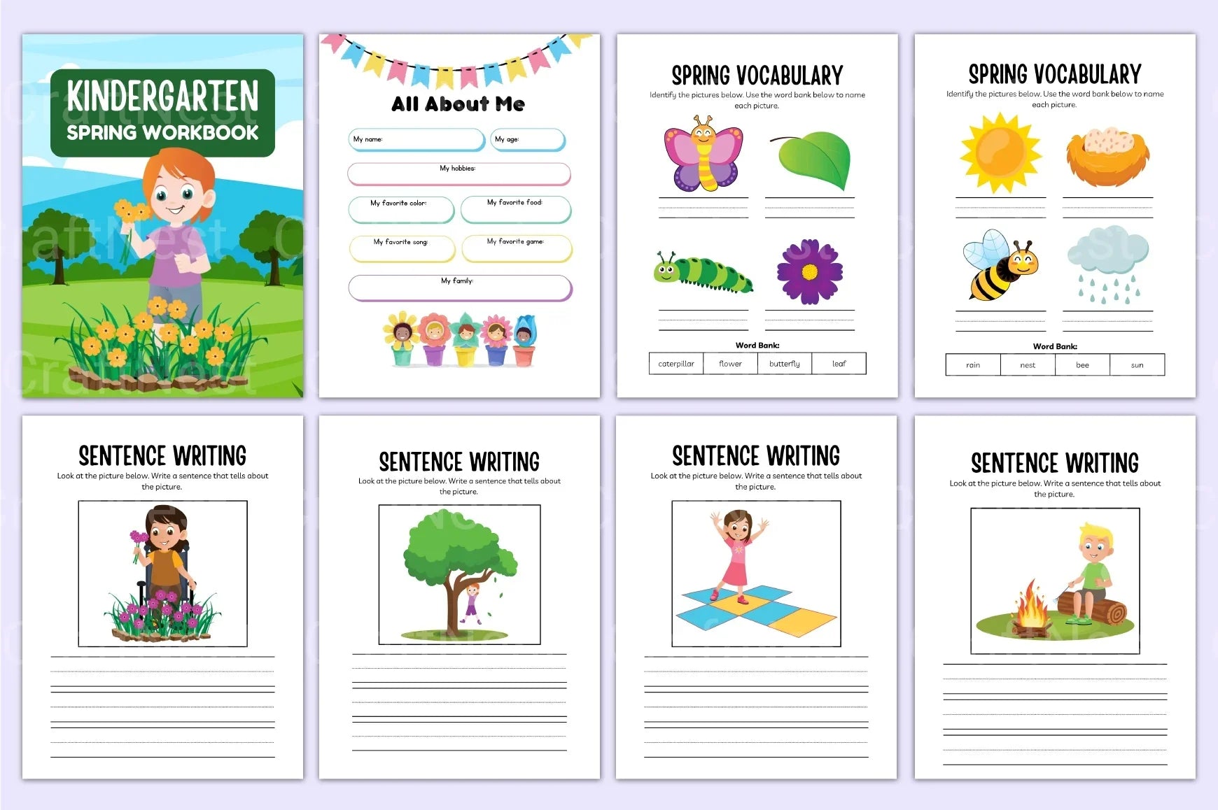 Kindergarten Spring Workbook for Early Learning - CraftNest - Digital Crafting and Art