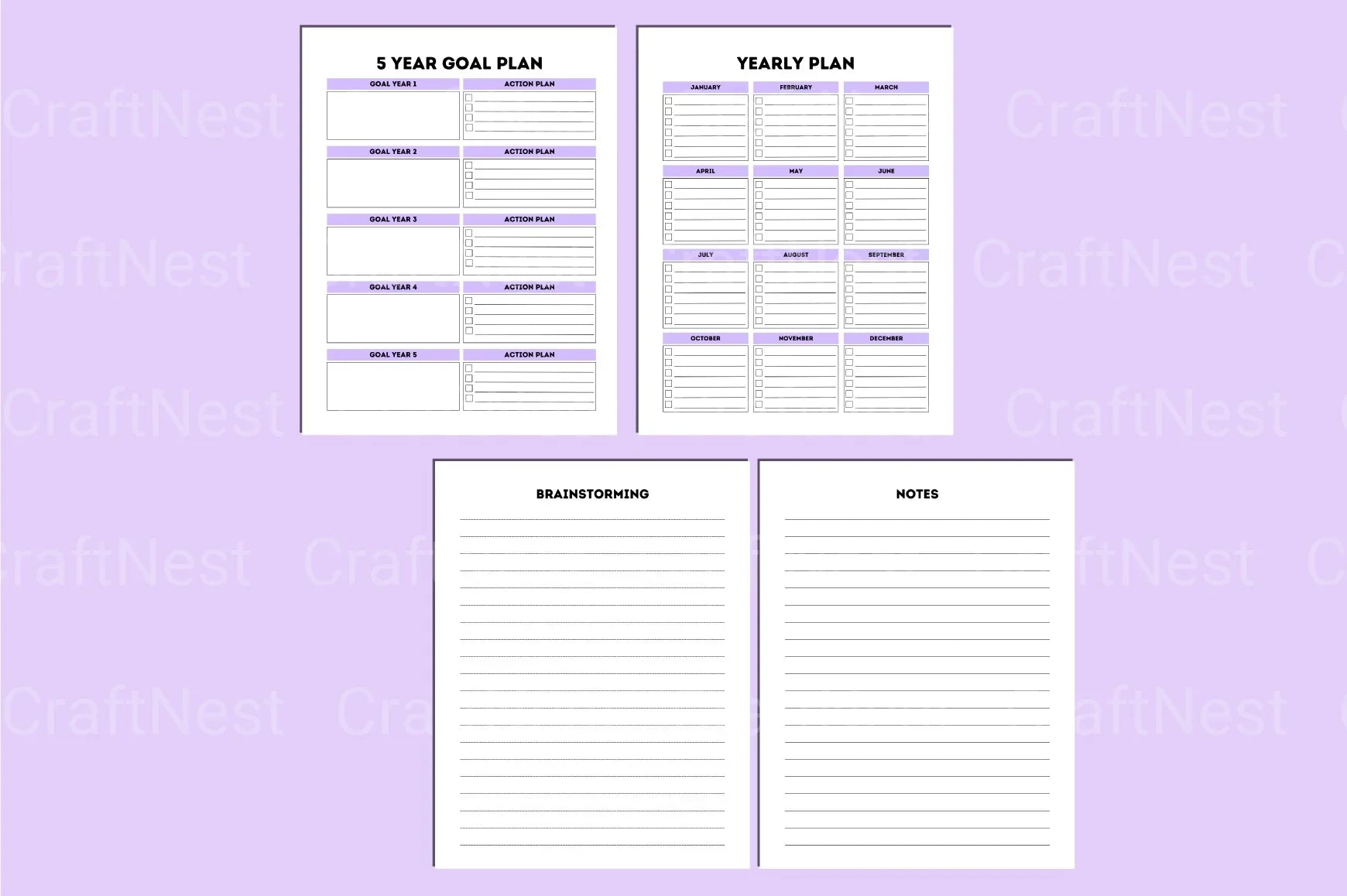 Yearly Goal Planner - CraftNest - Digital Crafting and Art