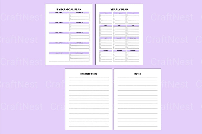 Yearly Goal Planner - CraftNest - Digital Crafting and Art