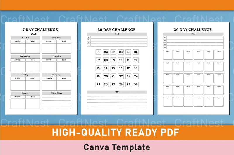 Customizable Fitness Planner Canva Template - CraftNest - Digital Crafting and Art