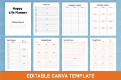 Happy Life Planner Canva Interior - CraftNest - Digital Crafting and Art