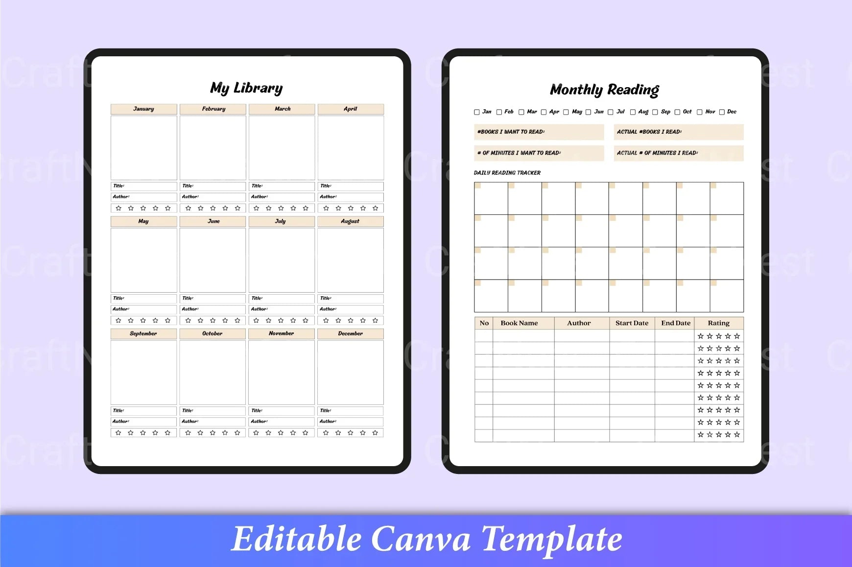 Reading Book Planner for Organized Reading - CraftNest - Digital Crafting and Art