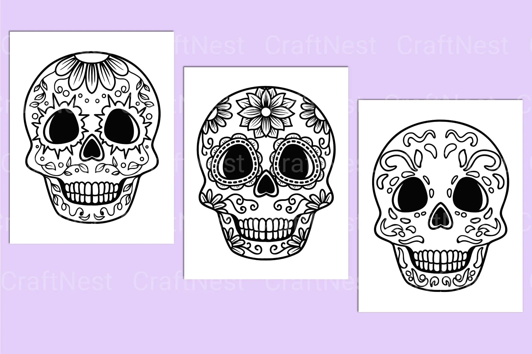 Sugar Skull Coloring Page - CraftNest - Digital Crafting and Art