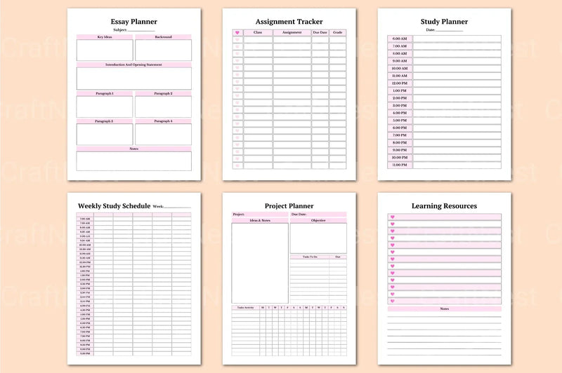College Student Planner for Effective Organization - CraftNest - Digital Crafting and Art