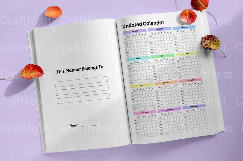 Rainbow Undated Planner for Daily Organization - CraftNest - Digital Crafting and Art
