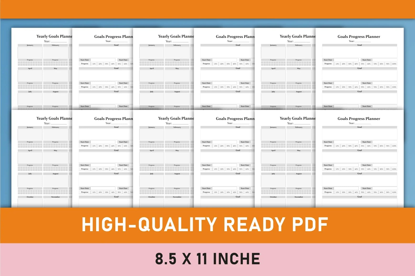 Yearly Goals Planner  Bundle - CraftNest - Digital Crafting and Art