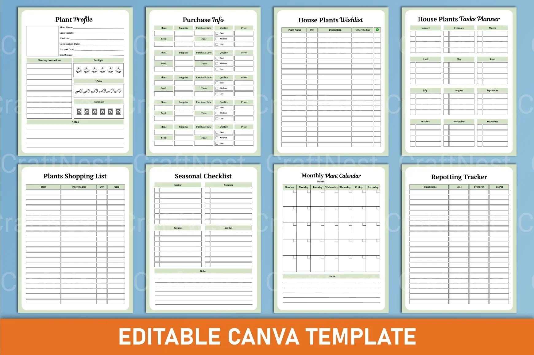 Home Plant Care Planner Template - CraftNest - Digital Crafting and Art