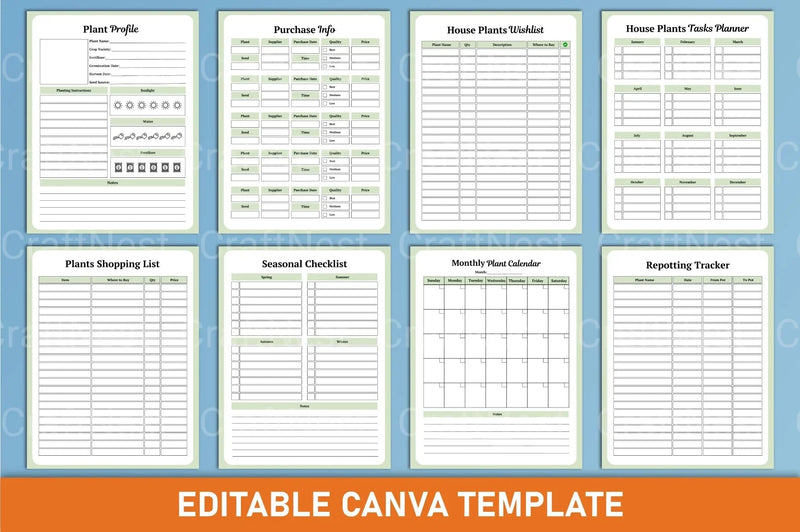 Home Plant Care Planner Template - CraftNest - Digital Crafting and Art