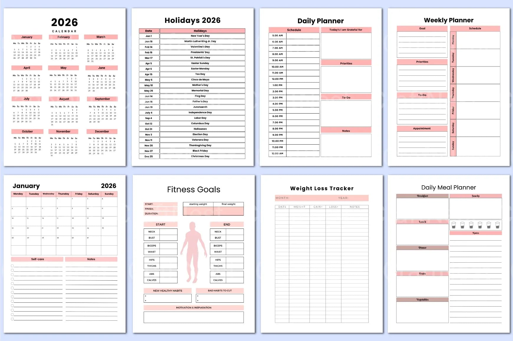 Fitness Meal Planning Workbook - CraftNest - Digital Crafting and Art
