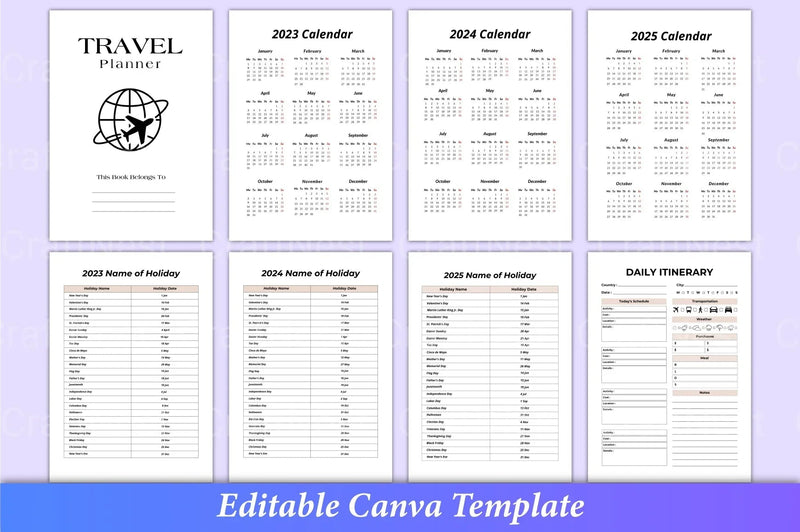 Travel Planner Canva Template Interior - CraftNest - Digital Crafting and Art