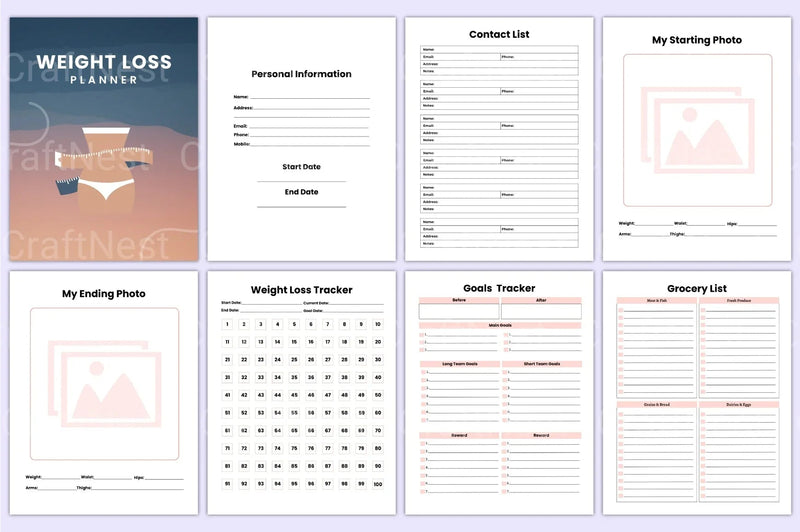 Weight Loss Planner - CraftNest - Digital Crafting and Art