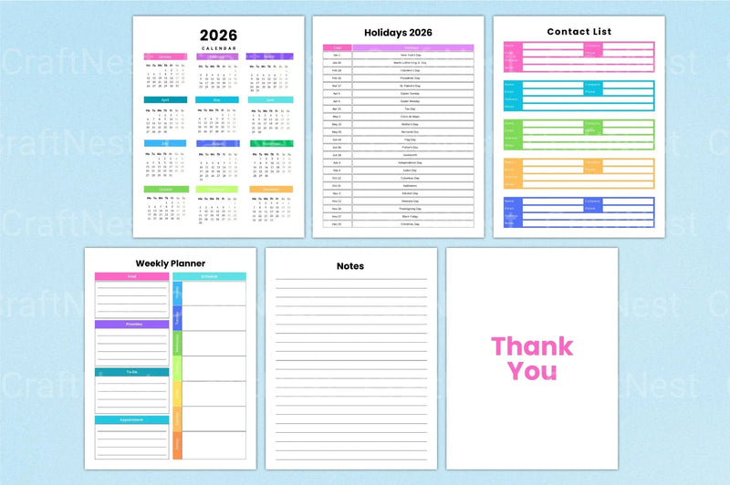 Weekly Planner Template - CraftNest - Digital Crafting and Art