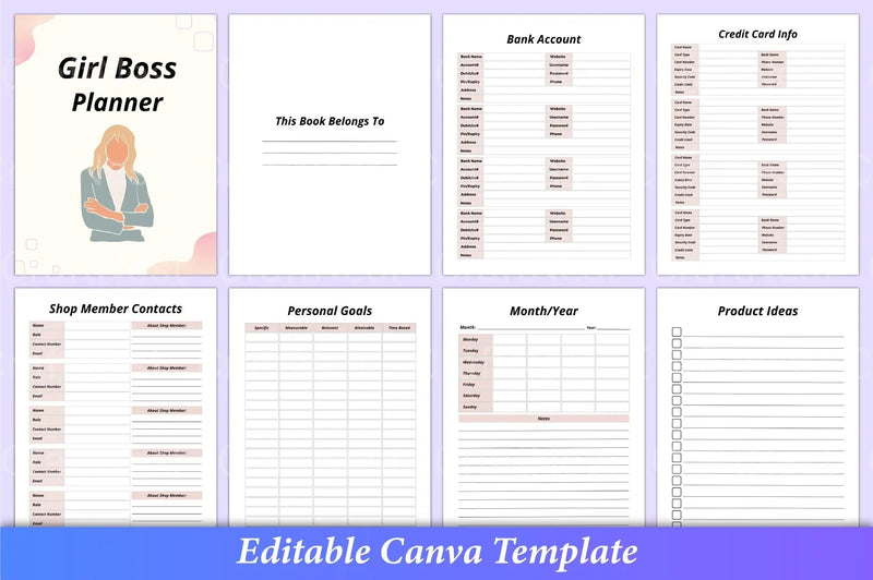 Girl Boss Planner Canva Template - CraftNest - Digital Crafting and Art