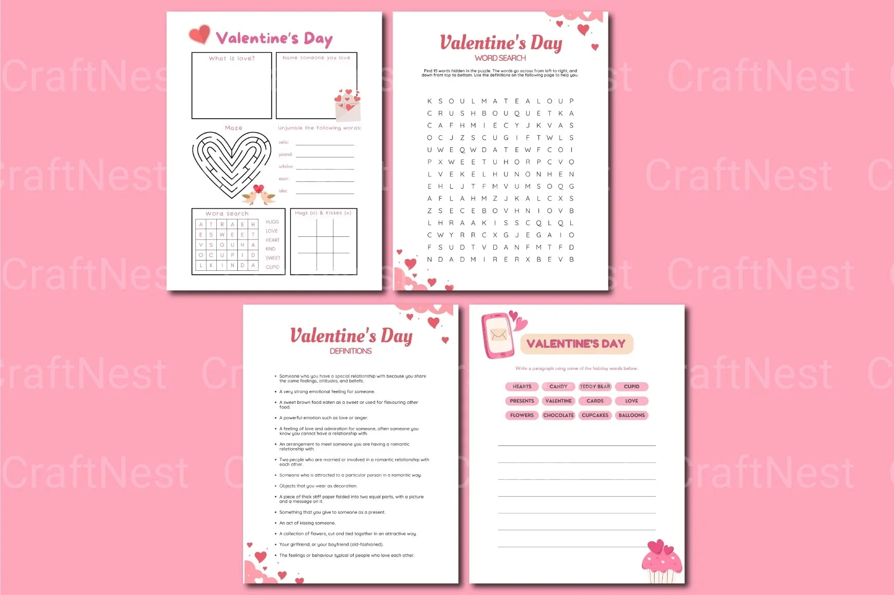Valentine's Day Coloring Book for Kids - CraftNest - Digital Crafting and Art