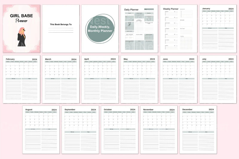 Girl Babe Planner: Stylish & Functional Organizer - CraftNest - Digital Crafting and Art
