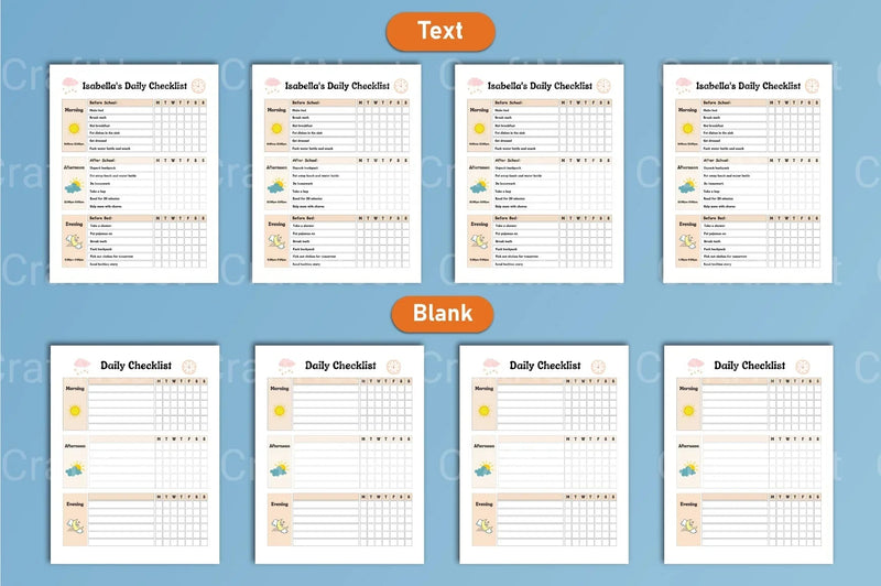 Kids Daily School Checklist Schedule - CraftNest - Digital Crafting and Art