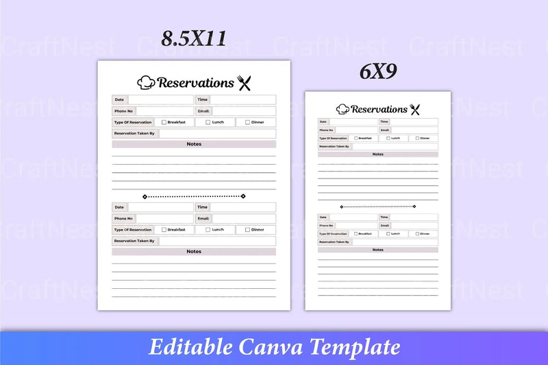 Restaurant Reservation Book Template - CraftNest - Digital Crafting and Art