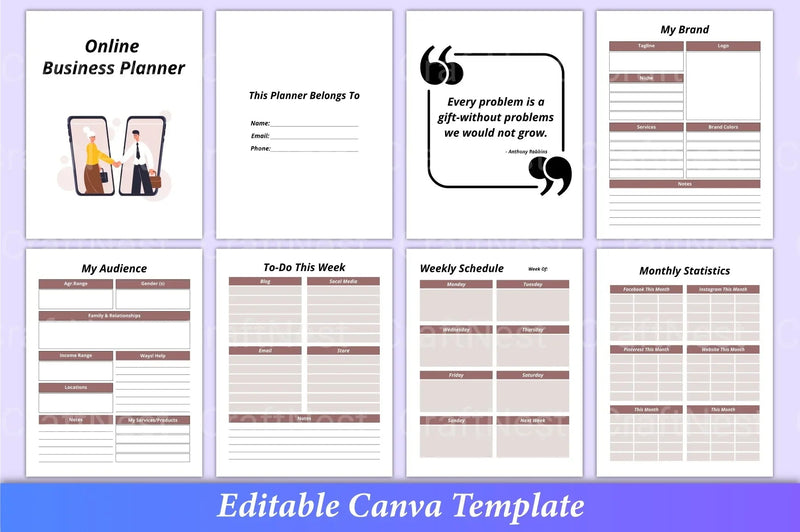Online Business Planner Canva Template - CraftNest - Digital Crafting and Art