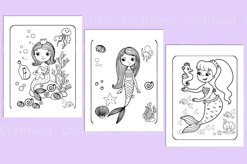 Cute Mermaid Coloring Page - CraftNest - Digital Crafting and Art