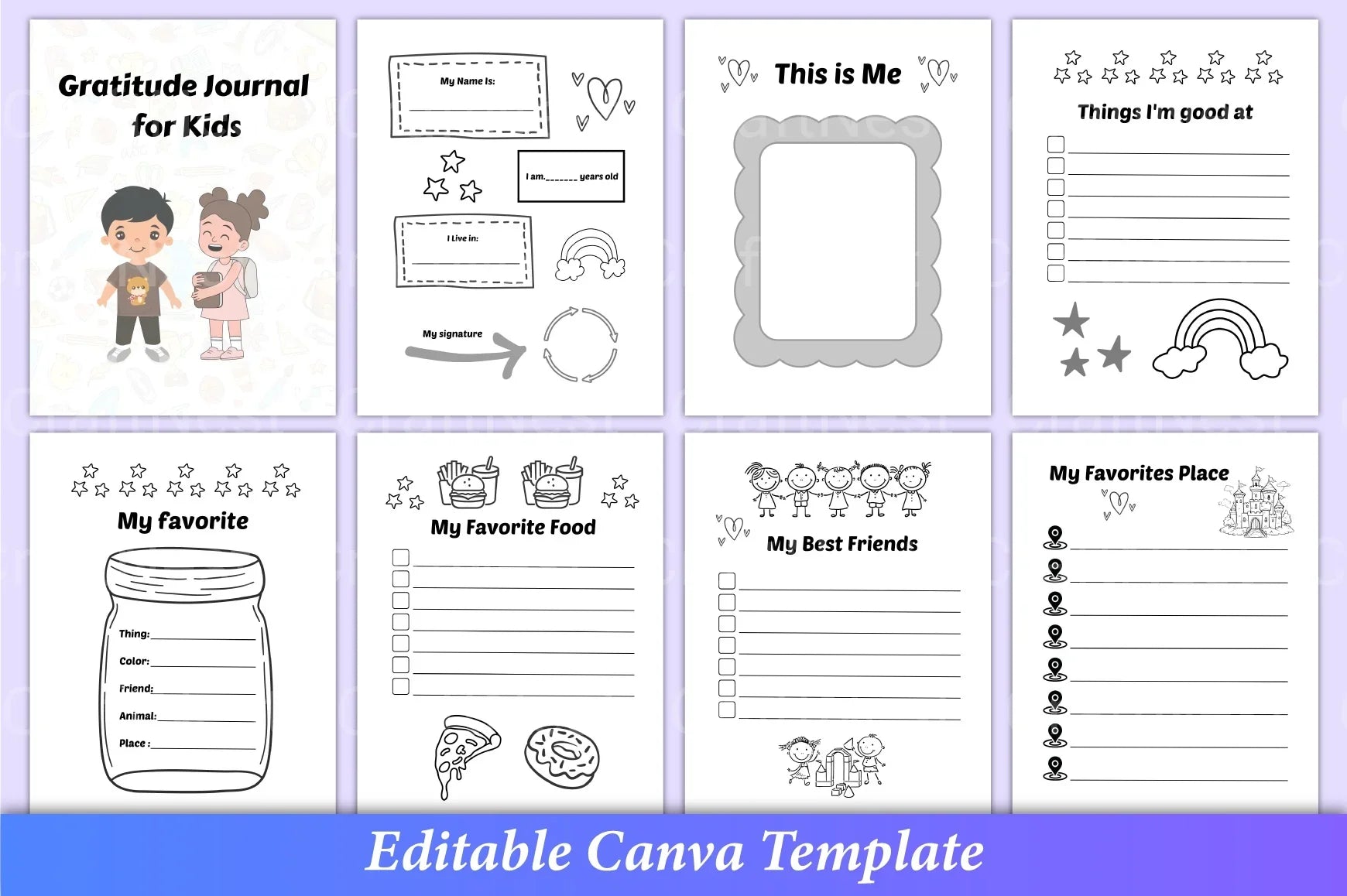 Gratitude Journal for Kids Canva Interior - CraftNest - Digital Crafting and Art