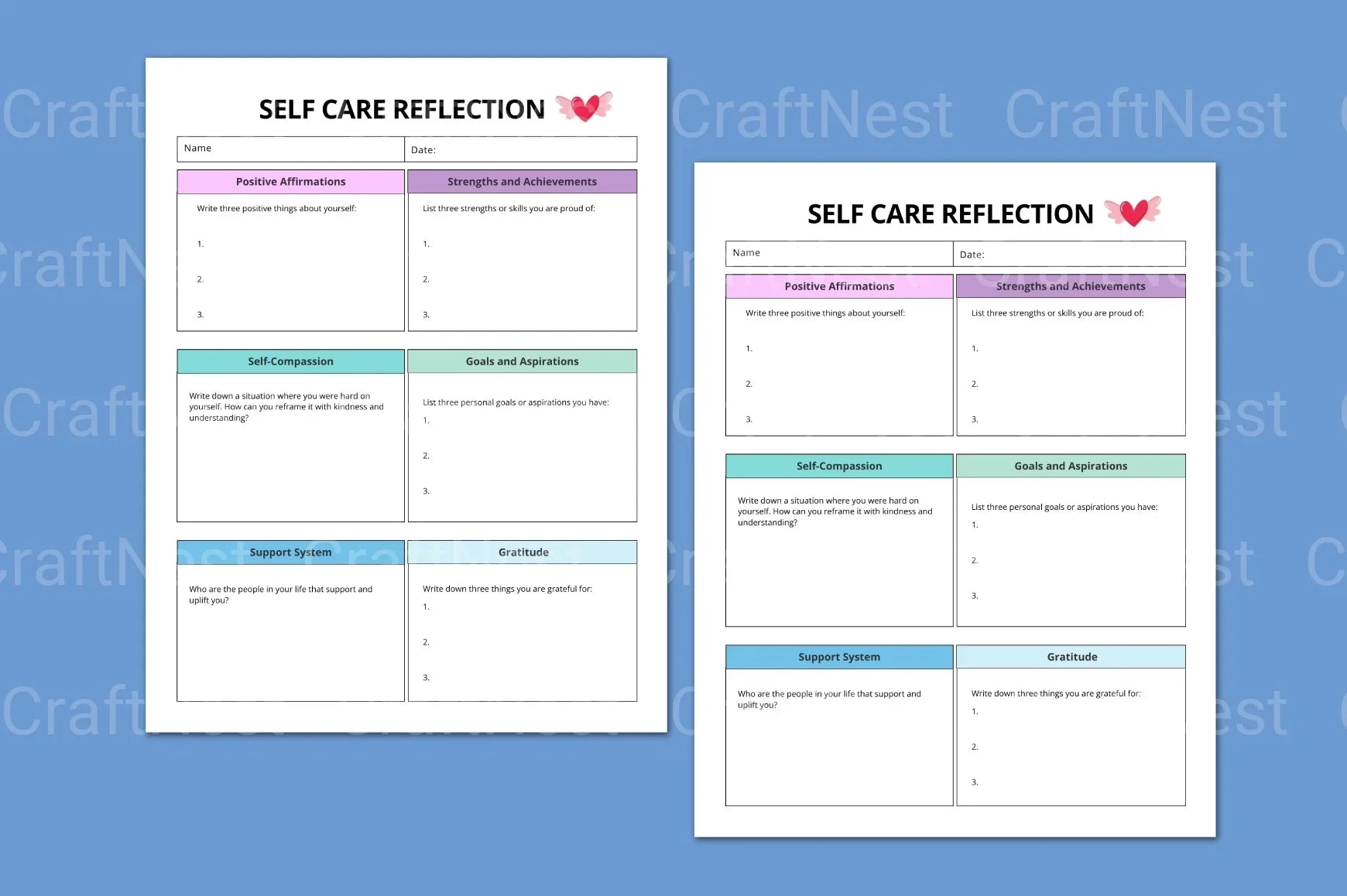 Self Care Reflection Guide - CraftNest - Digital Crafting and Art
