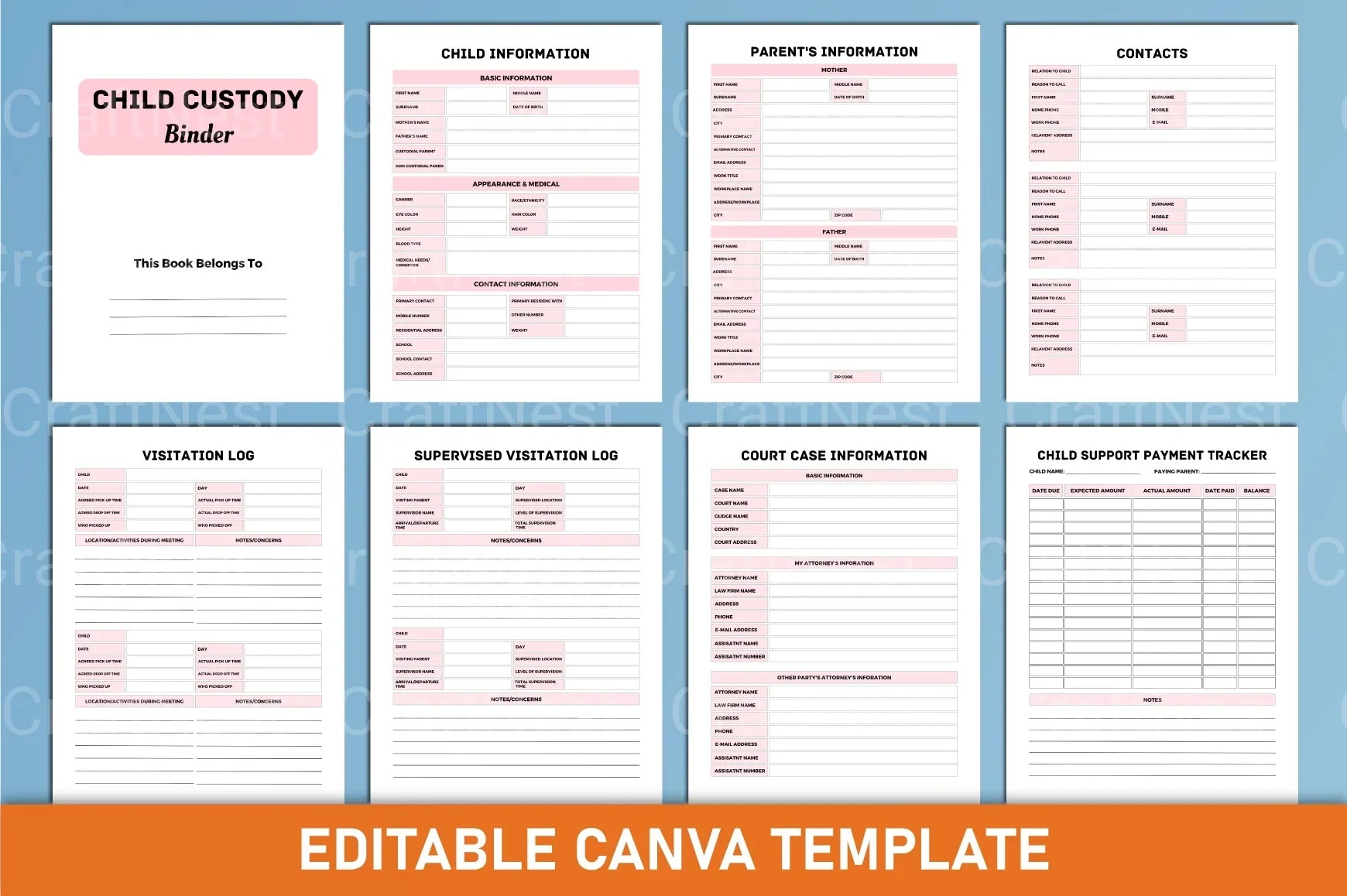 Child Custody Binder Canva Interior Template - CraftNest - Digital Crafting and Art