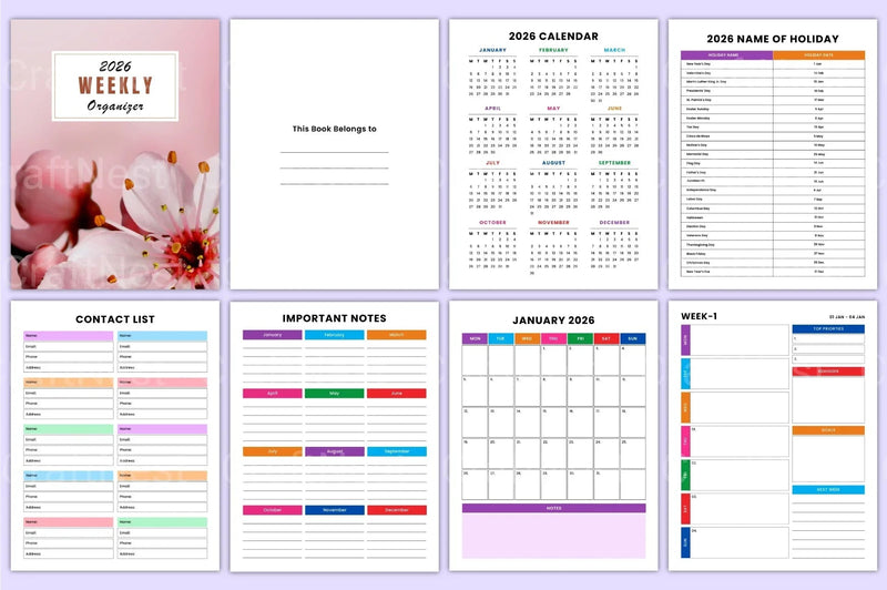 Weekly Planner Organizer - CraftNest - Digital Crafting and Art
