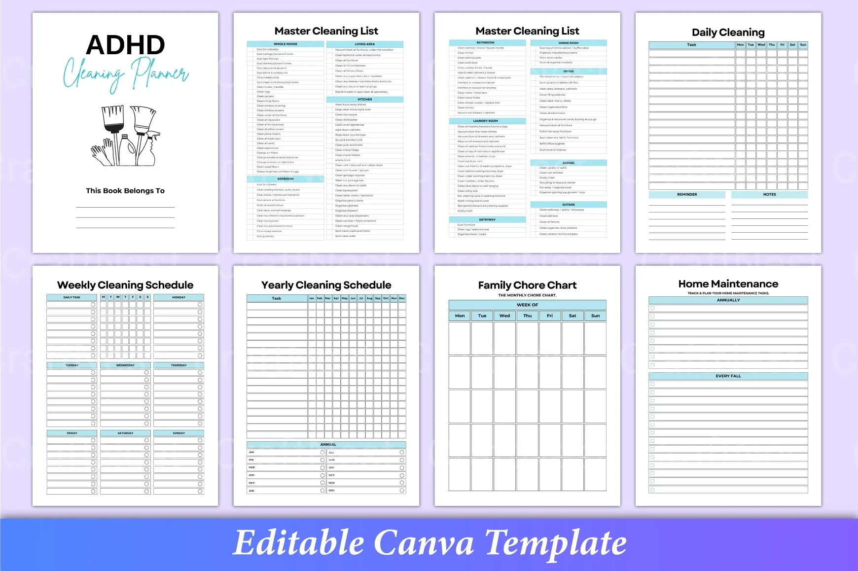 ADHD Cleaning Planner: Effective Organization Tool - CraftNest - Digital Crafting and Art