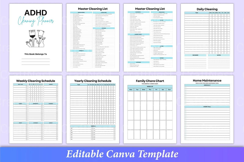 ADHD Cleaning Planner: Effective Organization Tool - CraftNest - Digital Crafting and Art