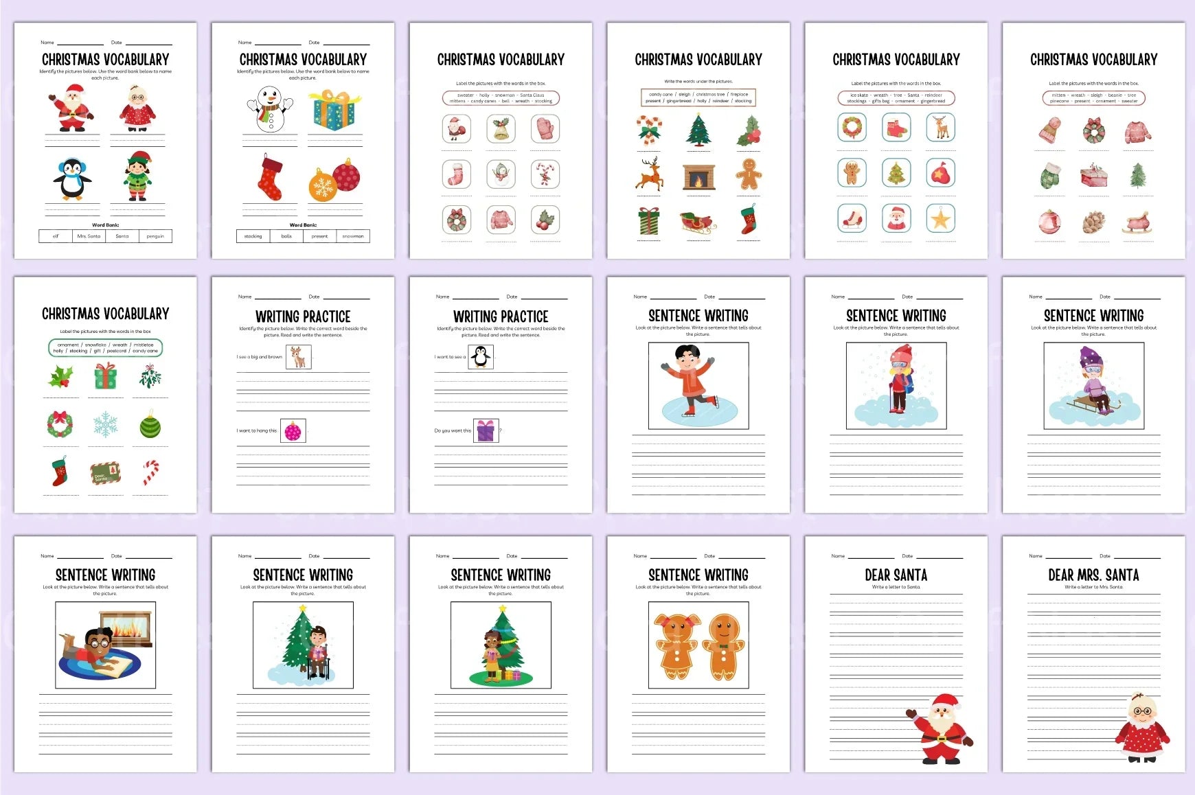 Kindergarten Christmas Workbook - CraftNest - Digital Crafting and Art