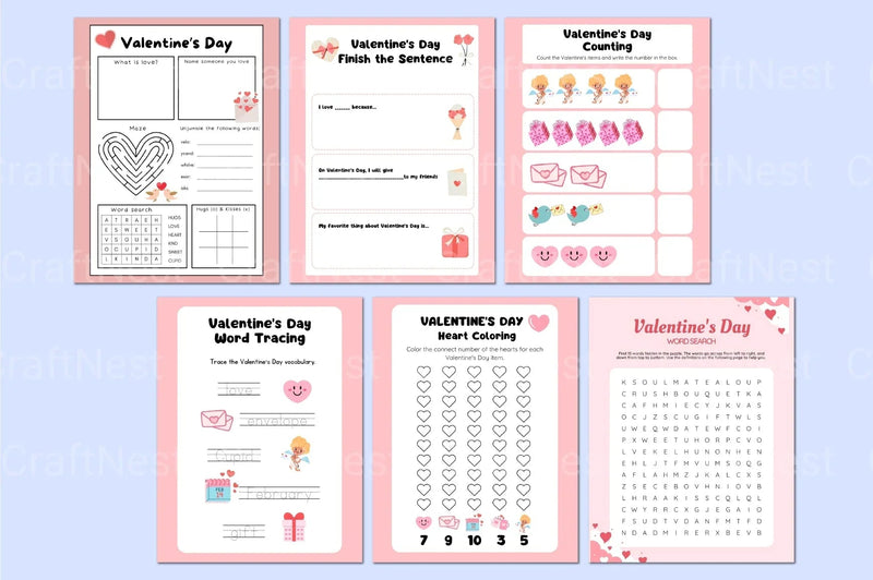 Valentine's Day Activity Book for Kids - CraftNest - Digital Crafting and Art
