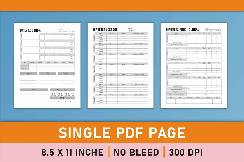 Diabetes Planner Printable Bundle - CraftNest - Digital Crafting and Art