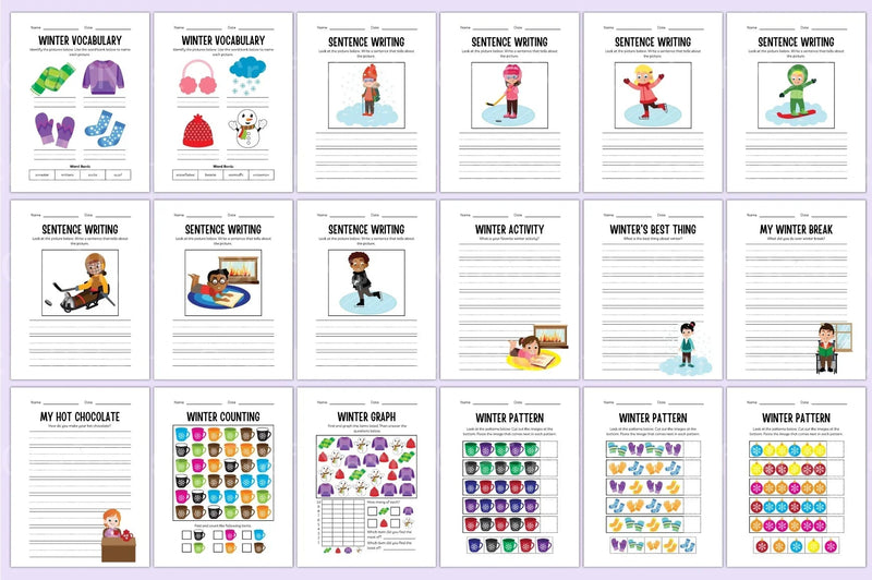 Kindergarten Winter Workbook Activities - CraftNest - Digital Crafting and Art