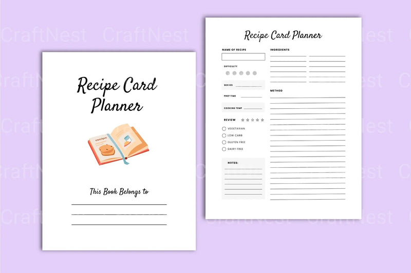 Recipe Card Planner Template - CraftNest - Digital Crafting and Art