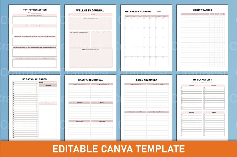 Wellness Planner Canva Interior Design - CraftNest - Digital Crafting and Art