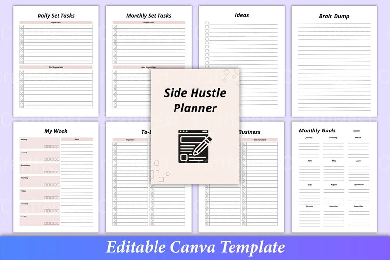 Side Hustle Planner Canva Template - CraftNest - Digital Crafting and Art