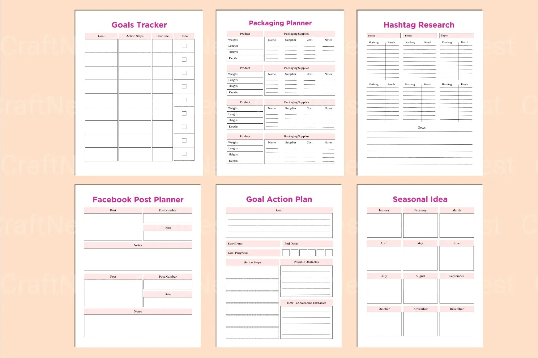 Side Hustle Planner - CraftNest - Digital Crafting and Art