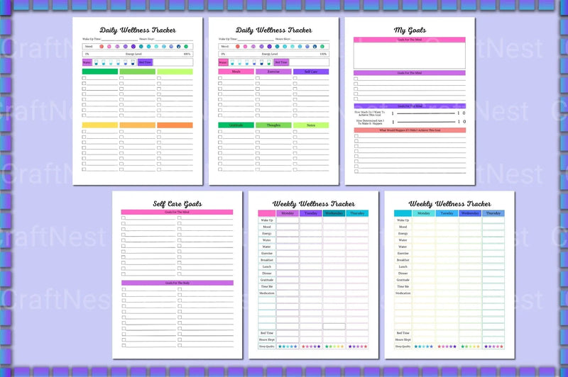 Self Care Planner for Personal Wellbeing - CraftNest - Digital Crafting and Art