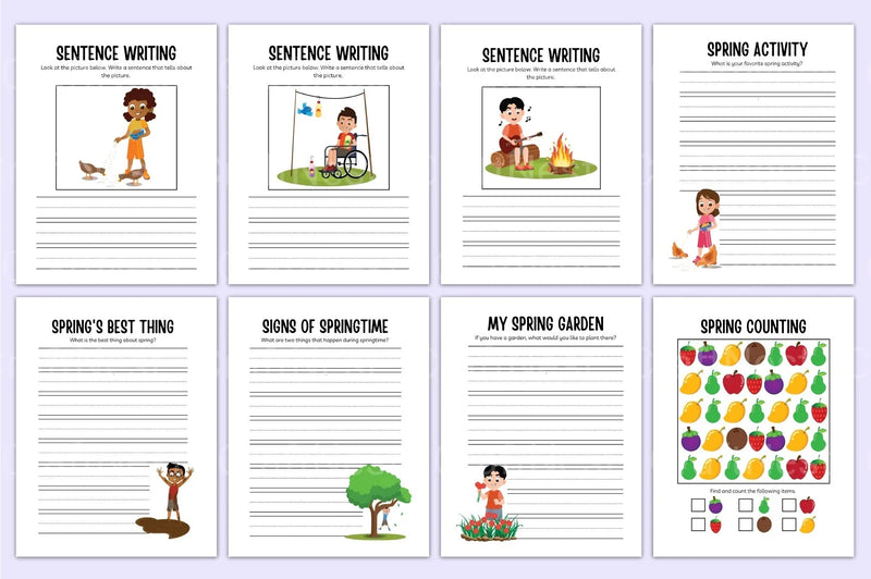 Kindergarten Spring Workbook for Early Learning - CraftNest - Digital Crafting and Art
